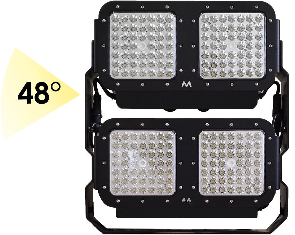 Brochure Mantagua Terenez: projecteur LED étanche 300W, 48000 lm, 24VDC, angle 48°, IP67. Spécifications techniques et schémas.