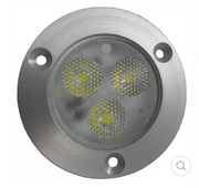 Projecteur LED encastré MANTAGUA rond en alu. anodisé mat. 3 leds, lumière blanc froid 6500K, angle 40°.