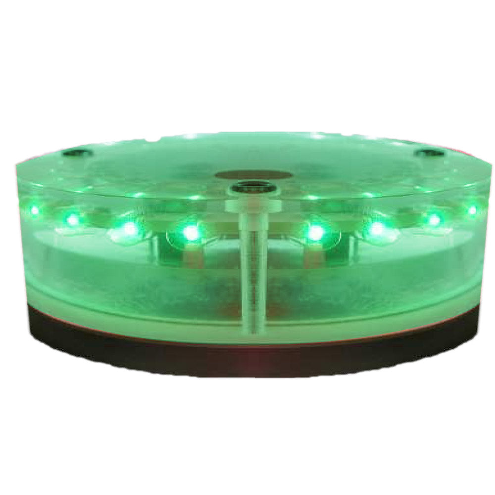 Feu de navigation Mantagua plat pont tribord vert, 3 milles nautiques, 112,5°. Compact et rond, en aluminium.