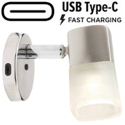 Lampe de cabine LED Mantagua Piana, blanc chaud, avec interrupteur et port USB C 20W.