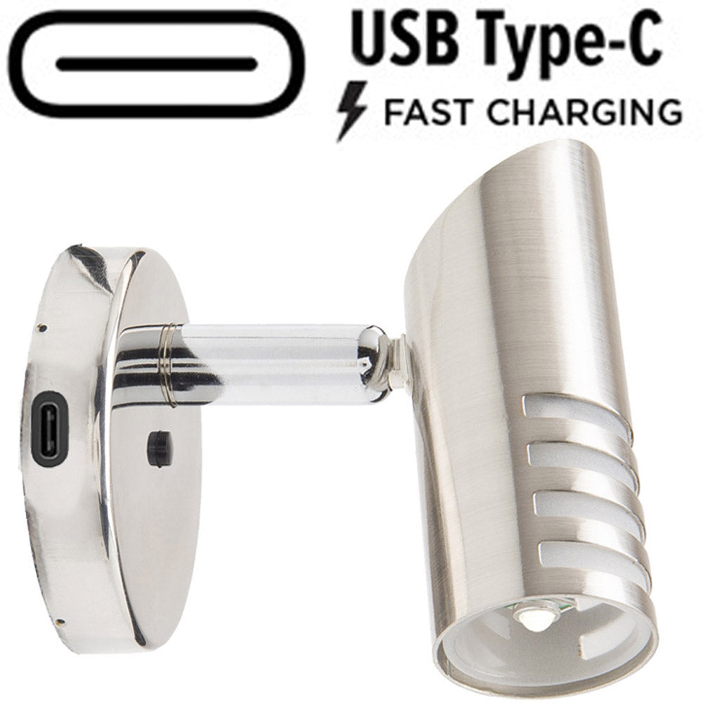 Lampe de cabine MANTAGUA Belle Ile LED blanc chaud avec interrupteur et port USB C 10W.