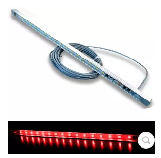 Réglette LED Mantagua Gavrinis rouge 15W, étanche IP68, pour bôme/bimini. Longueur 370mm, angle 120°.