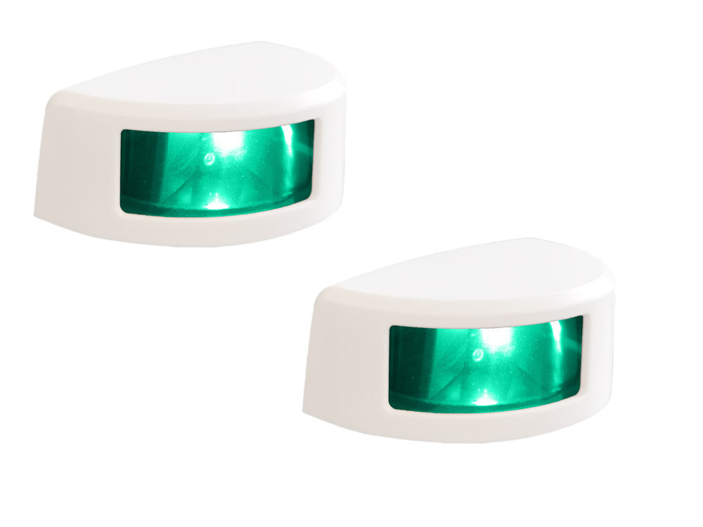 Feux de navigation MANTAGUA Navislim horizontaux (x2) verts 180°, boîtier blanc, 2MN, pour bateau < 20M.