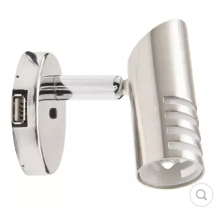 Liseuse Mantagua Belle Ile LED 10W blanc chaud, avec port USB. Base ronde en zamak, lumière 115°.