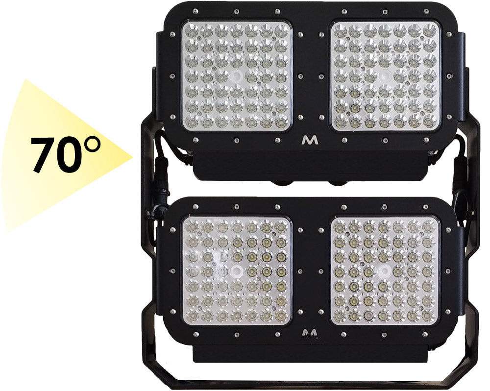 Projecteur LED MANTAGUA Terenez 300W, 48000 lm, IP67, angle 70°, gris foncé avec support de fixation.