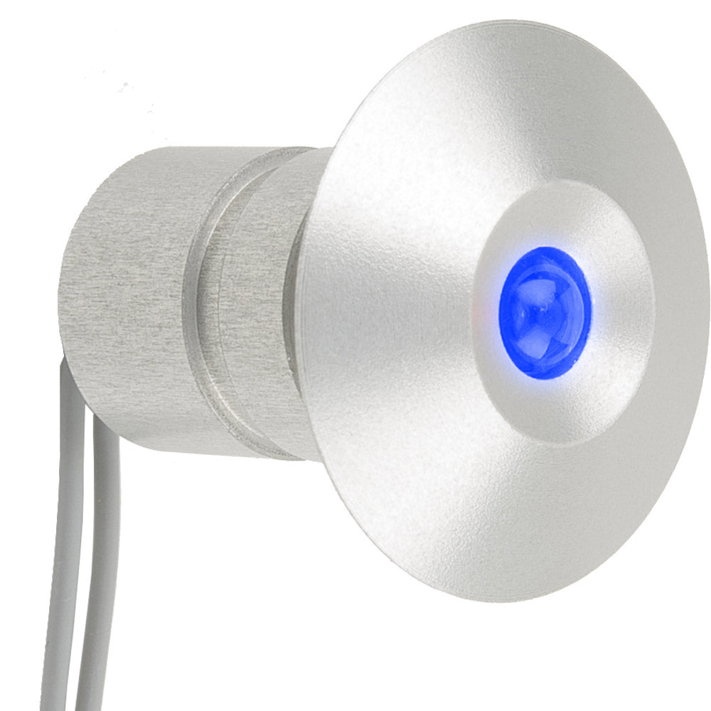 Schéma technique de la lampe de courtoisie LED MANTAGUA Houat, ronde en inox, lumière bleue.