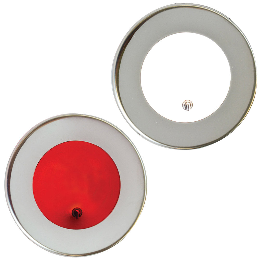 Spot LED MANTAGUA Haïti blanc+rouge en inox poli miroir, étanche IP67, standard avec interrupteur.