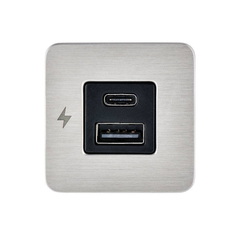 Chargeur pour intérieur USB-A / USB-C - Acier inoxydable - TILE Series