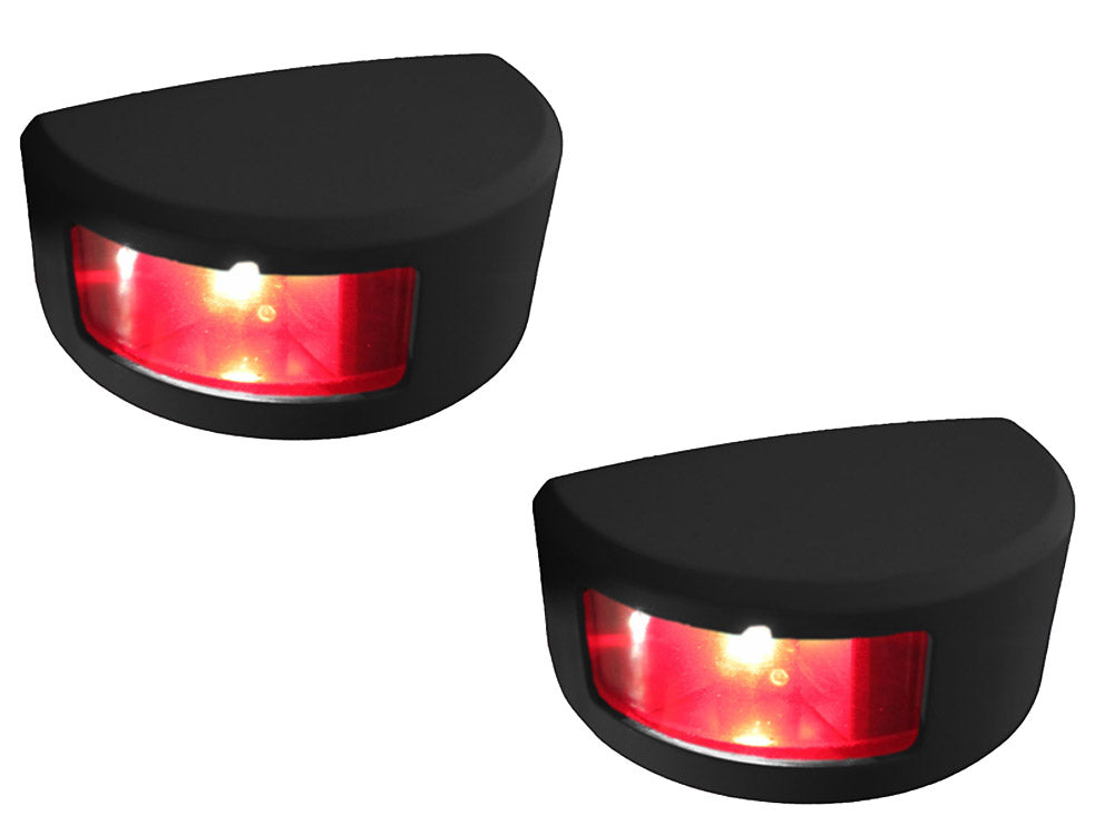 Deux feux de navigation verticaux MANTAGUA Navislim noirs, rouges 180°, 2MN pour bateaux <20m, étanches IP67.