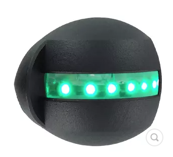 Feu latéral MANTAGUA 2MN tribord vert (112,5°) avec cache noir, étanche IP67.