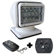 Projecteur de recherche LED motorisé MANTAGUA Valan blanc, 36W, avec télécommandes, portée 1000m.