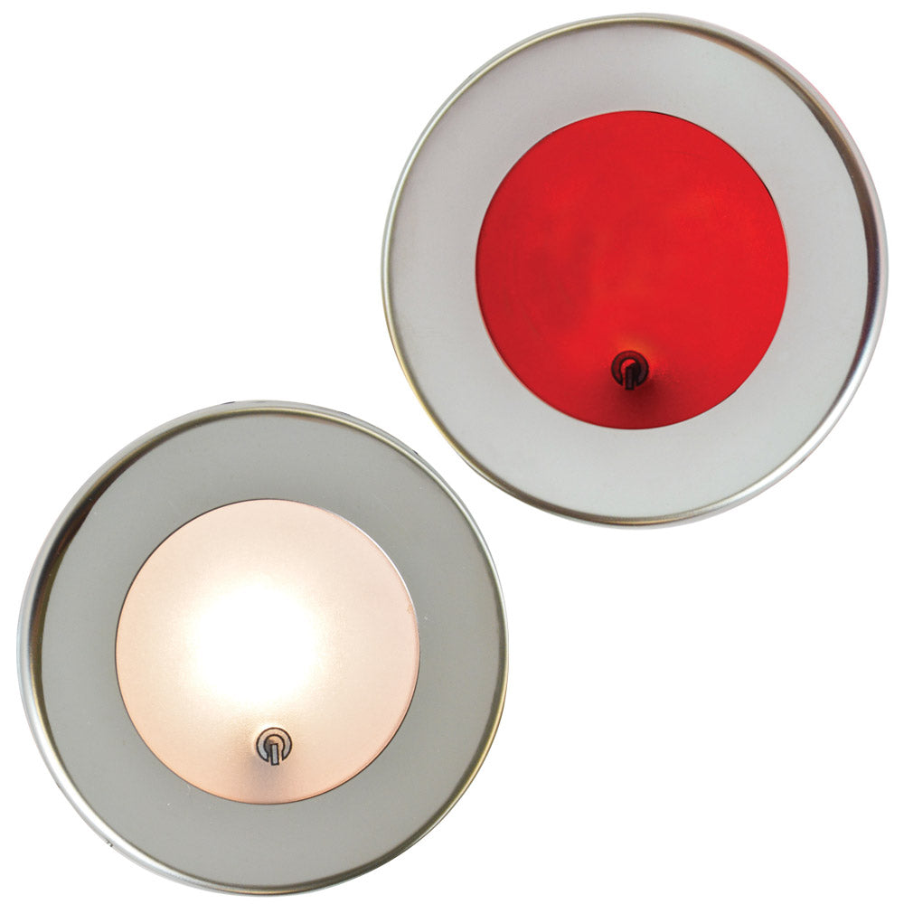 Spot LED MANTAGUA Rouzic en inox poli miroir, 20W, IP67, maître avec interrupteur. Éclairage blanc/rouge.
