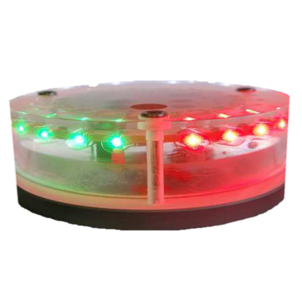 Feu de navigation horizontal Mantagua bicolore vert et rouge 112.5° pour la compétition, portée 2MN.