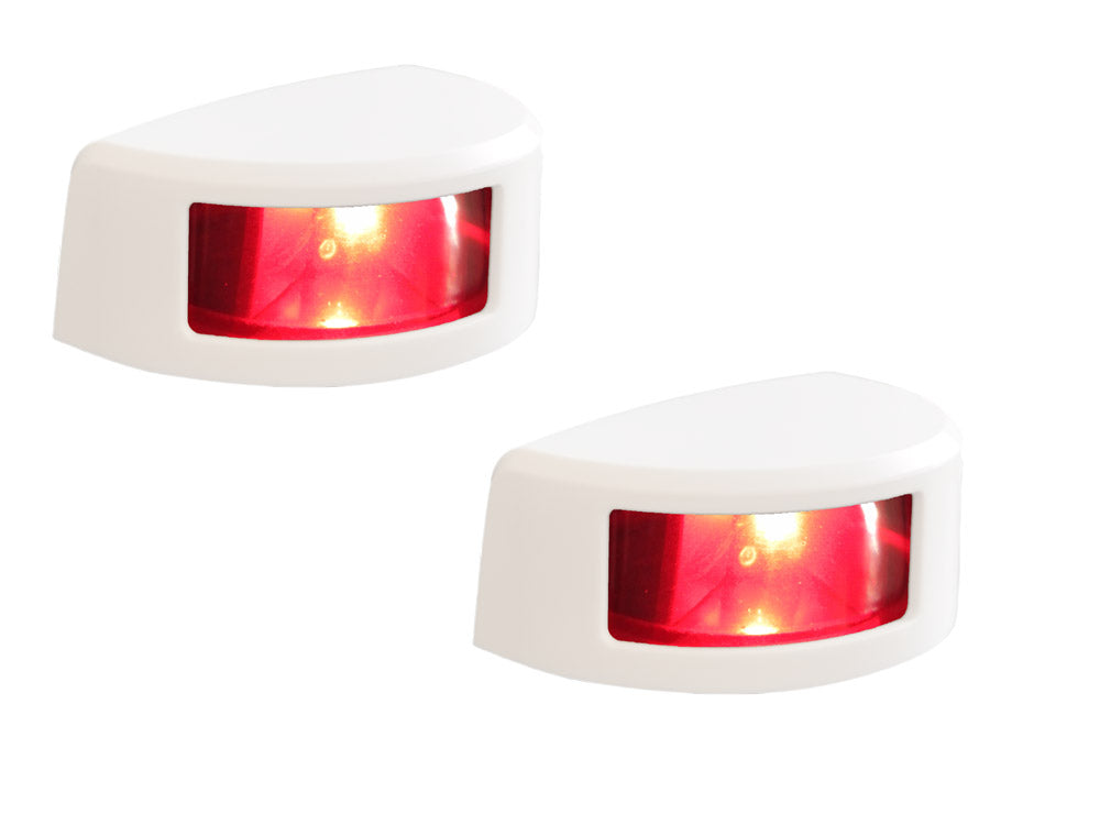 Deux feux de navigation MANTAGUA Navislim horizontaux blancs, lumière rouge 180°, pour bateaux < 20m, visibilité 2MN.