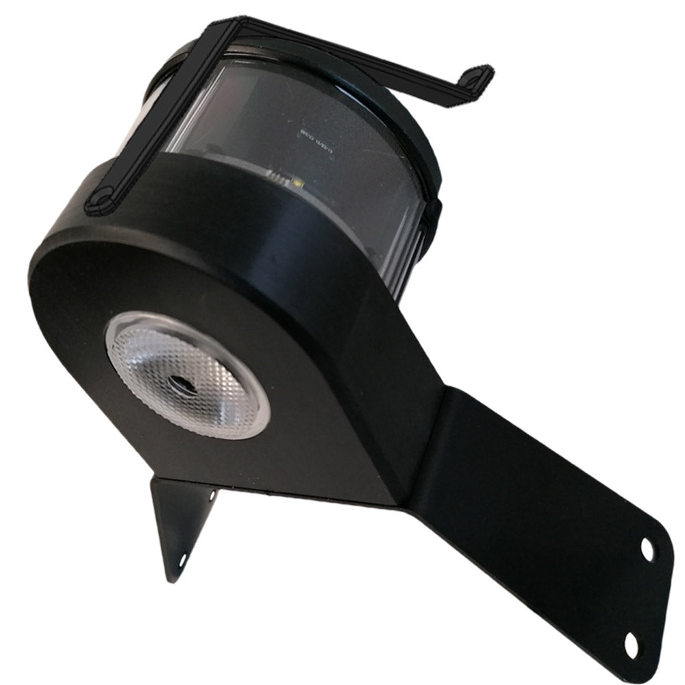 Projecteur LED de pont MANTAGUA et feu de hune en aluminium anodisé noir, lumière blanc froid 6000K, portée 2 MN, angle 25°.