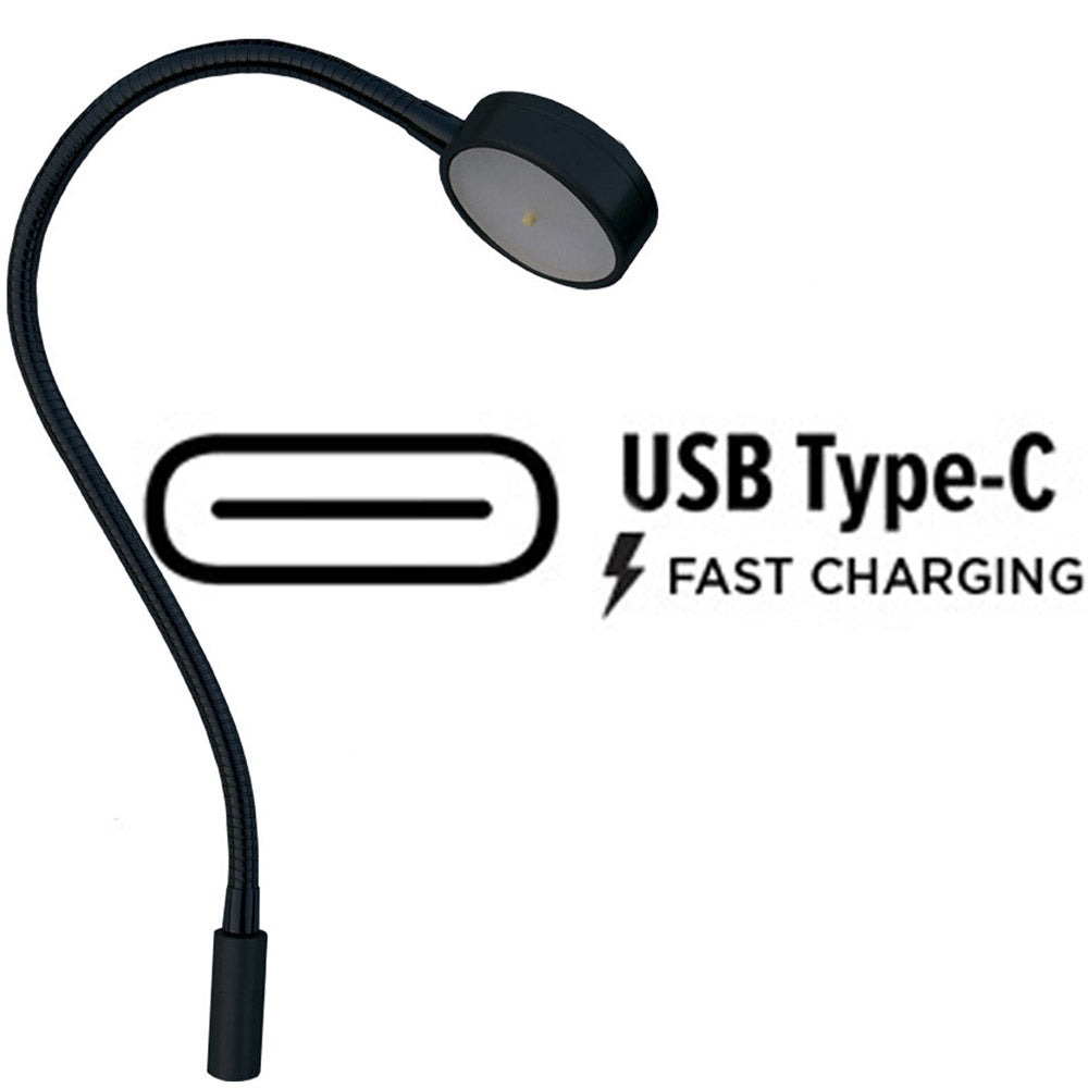 Lampe MANTAGUA Glenan rouge/blanc, fixation verticale USB C, finition noir mat.
