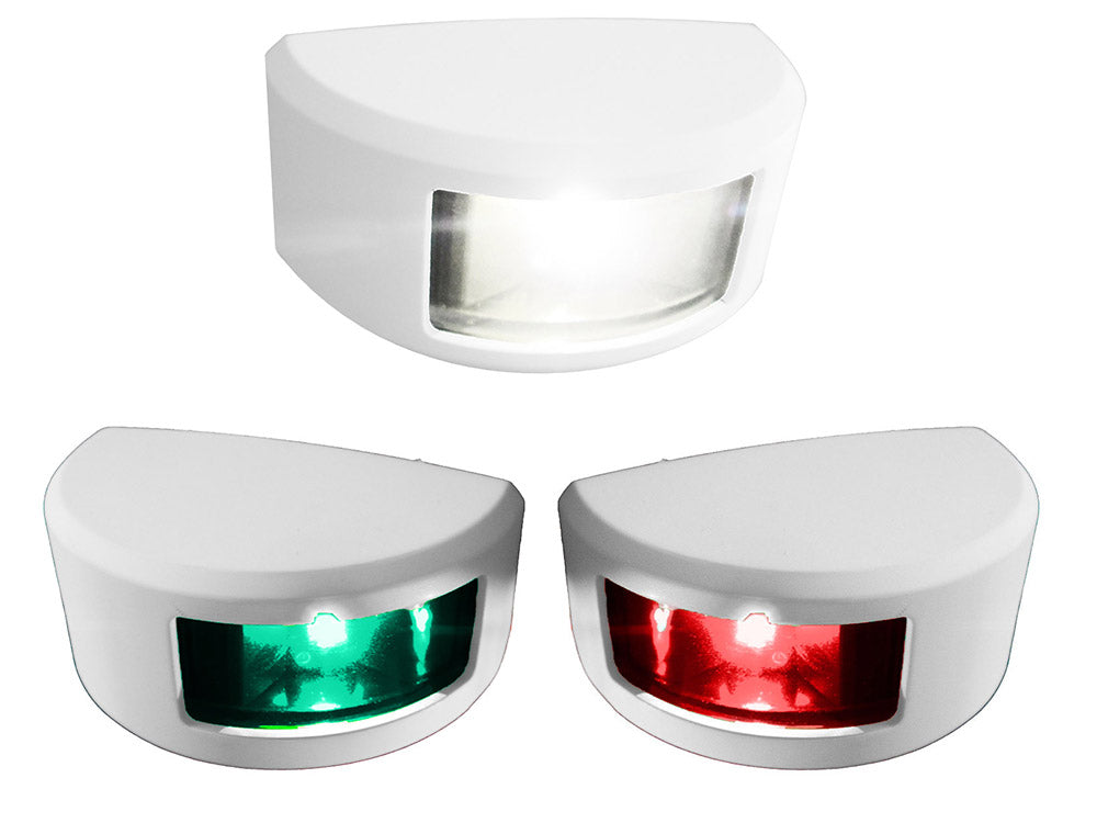 Fiche technique MANTAGUA Navislim vertical. Kit de feux de navigation babord (rouge), tribord (vert) et poupe (blanc) 2MN.