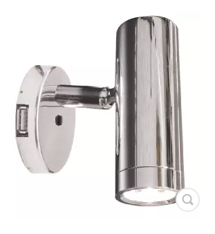 Liseuse LED MANTAGUA TIBIDY murale en zamak avec interrupteur et prise USB. 9-30 VDC, lumière blanc chaud 100 lm.