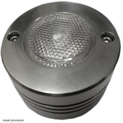 Projecteur LED Mantagua en saillie, inox A4. Schéma technique avec lumière blanc froid 6500K, angle 25°, étanche IP67.