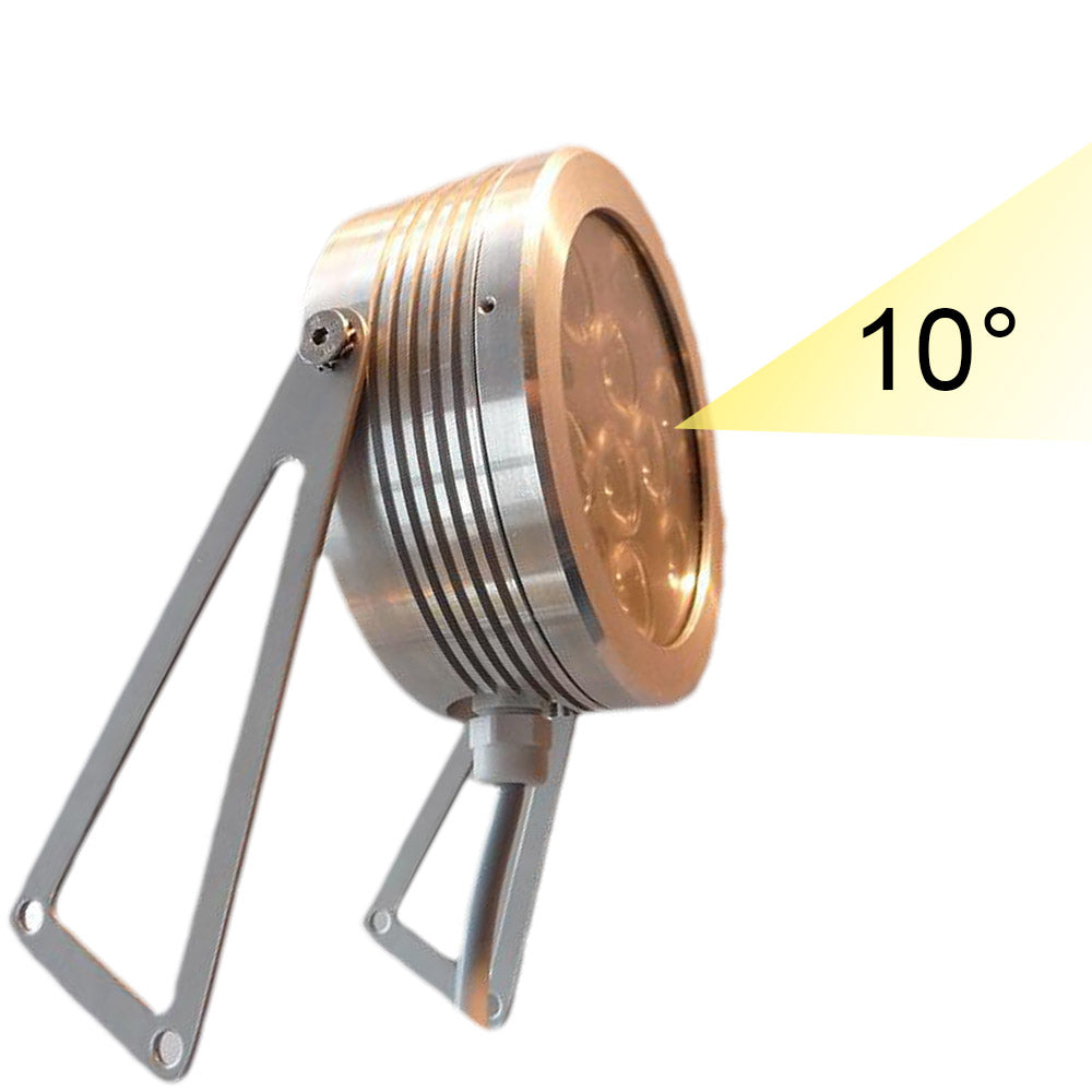 Projecteur LED MANTAGUA pour mât/pont, 900 lumens, blanc froid, angle 10°, en aluminium brossé.