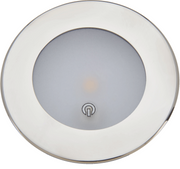 Spot LED encastré MANTAGUA Capri ultra fin en inox poli, 10W, étanche IP67, avec interrupteur poussoir.