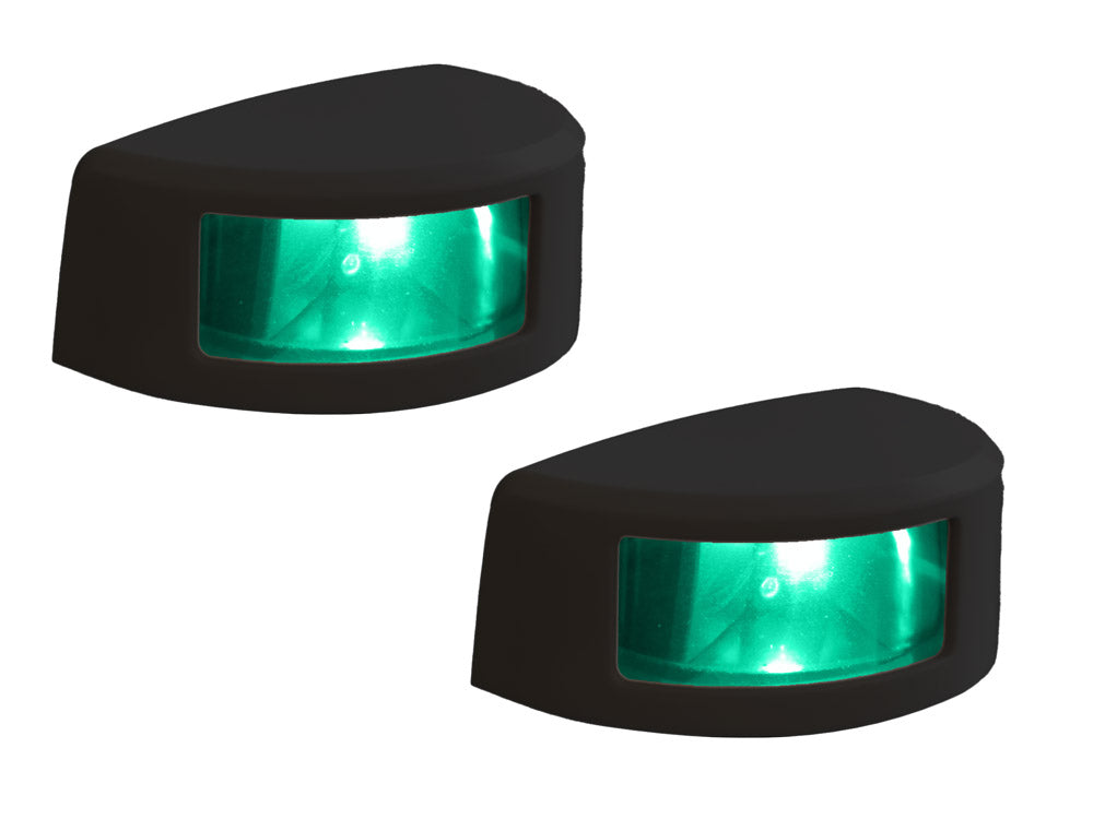 Paire de feux de navigation Mantagua Navislim horizontaux noirs, verts 180° pour bateau < 20m, 2MN, IP67.