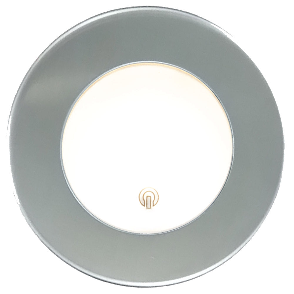 Spot LED MANTAGUA Capri ultra fin en inox brossé, rond, avec interrupteur poussoir. Étanche IP67, 10W.