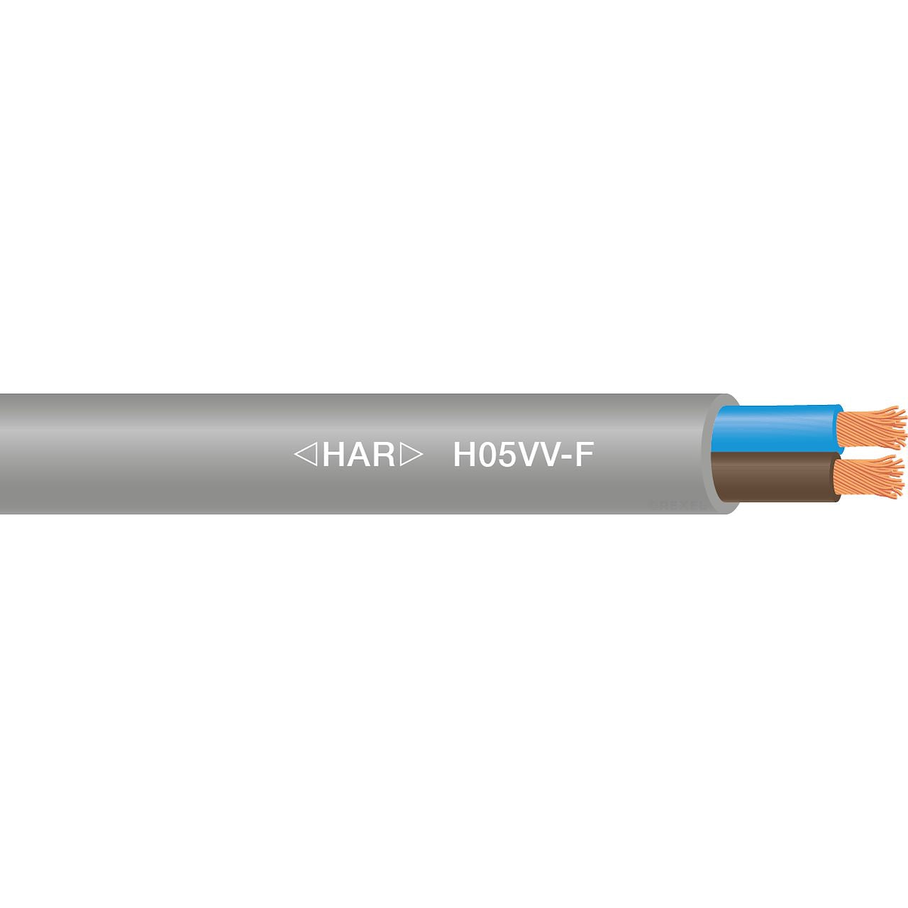 Câble souple H05VV-F cuivre 2X1.5 mm² Gris