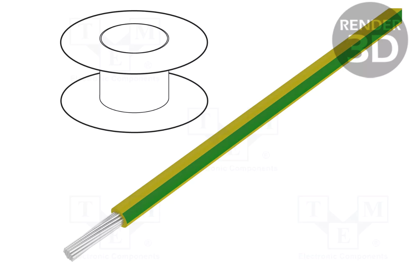 Câble étamé 1mm² jaune vert