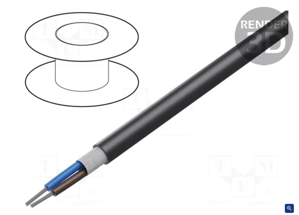Câble étamé 2x0,5mm² noir