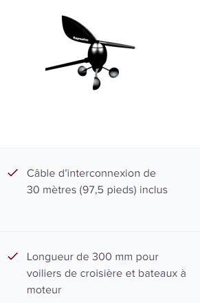 Sensor de vent d’braç curt amb cable 30 m