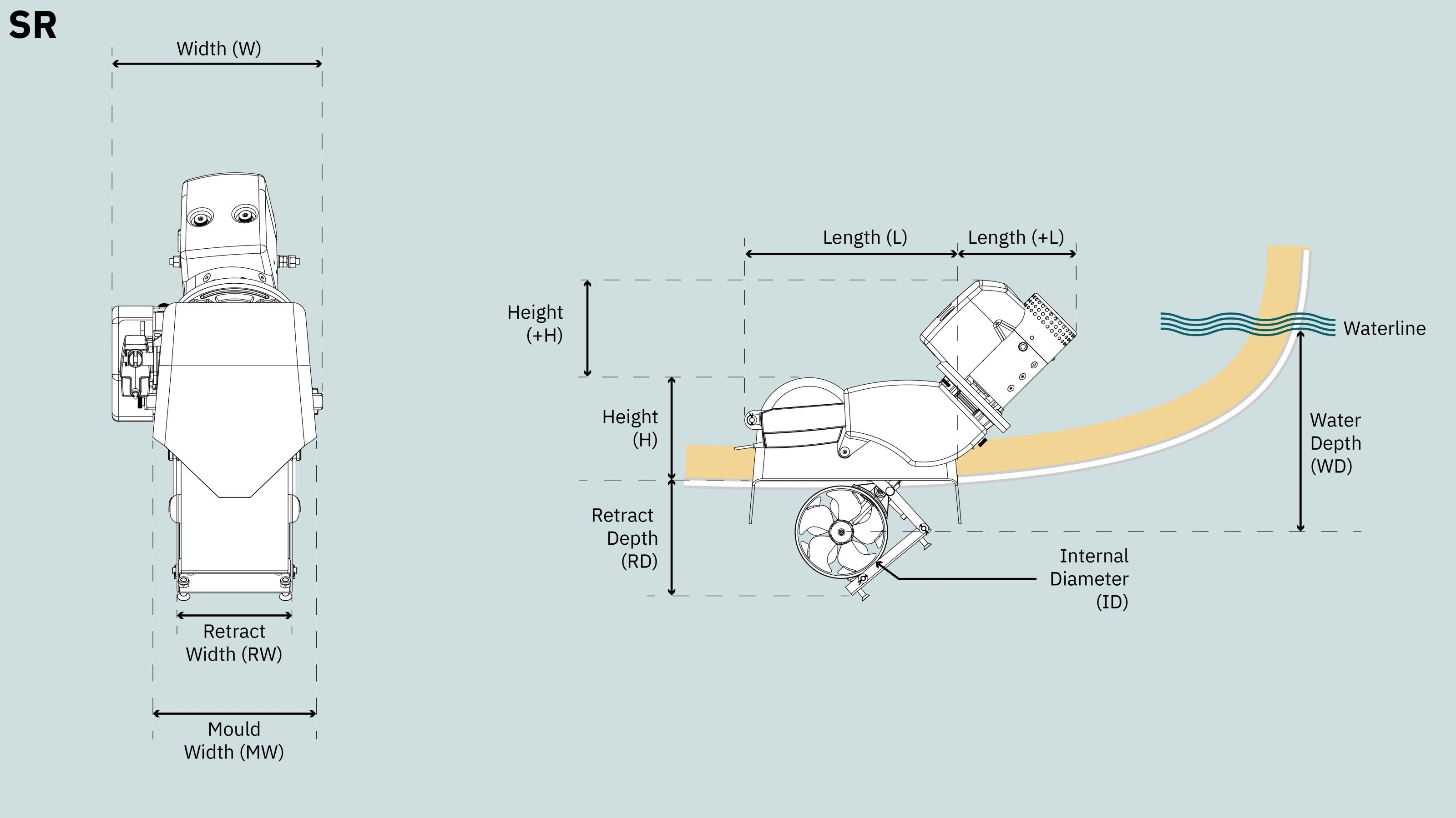 Propulseur rétractable SR80/185T 24V — Sleipner SR80/185T-24V